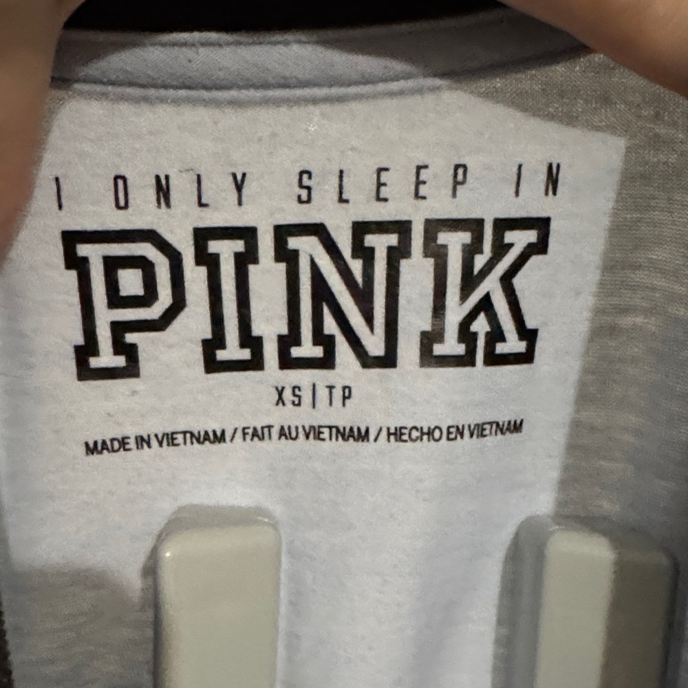 PINK Victoria's Secret Light Blue and Black Pajama Top - Picture 2 of 8